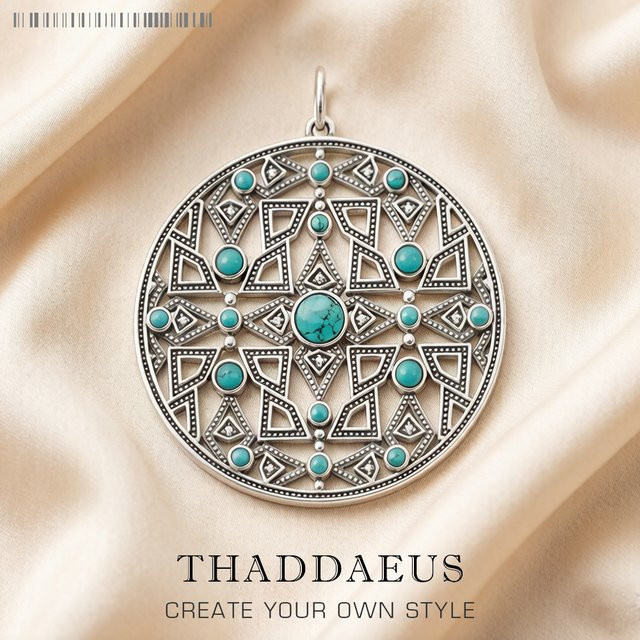 Thaddaeus Anhänger, 925 Silber, Kristall, Damen, Vintage-Stil - Bild 1
