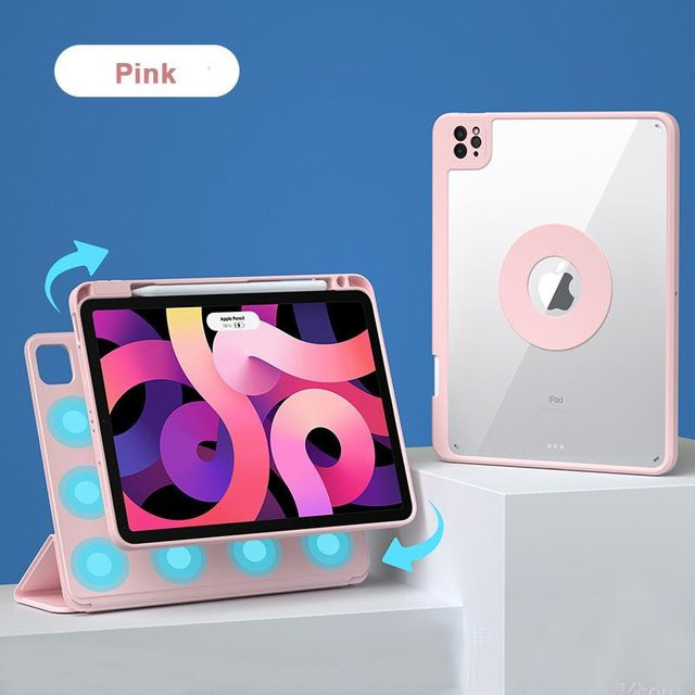 Magnetische Schutzhülle für iPad Air 4/5 und iPad Pro 11/12,9 Zoll, 360 Grad abnehmbare Rückseite, Farbe: Pink - Bild 1