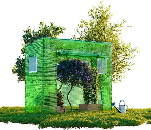 GARMIO Foliengewächshaus CUTRO winterfestes Tomatenzelt als Frühbeet und Pflanzenhaus für Gemüse und Obst, B/T/H: 2 x 0,77 x 1,69 m - Bild 2