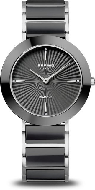Bering Damenuhr, Quarz, Keramik, Edelstahl, Diamant, 35 mm, Schwarz - Bild 1