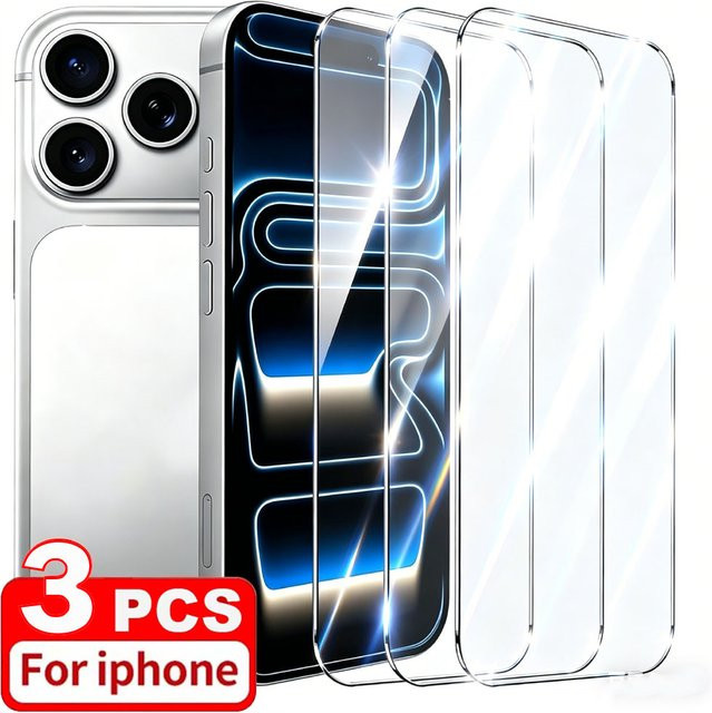 Amour Brave 3er-Pack Panzerglas Displayschutzfolie für iPhone 12 bis iPhone 17 Pro Max Plus transparent - Bild 1