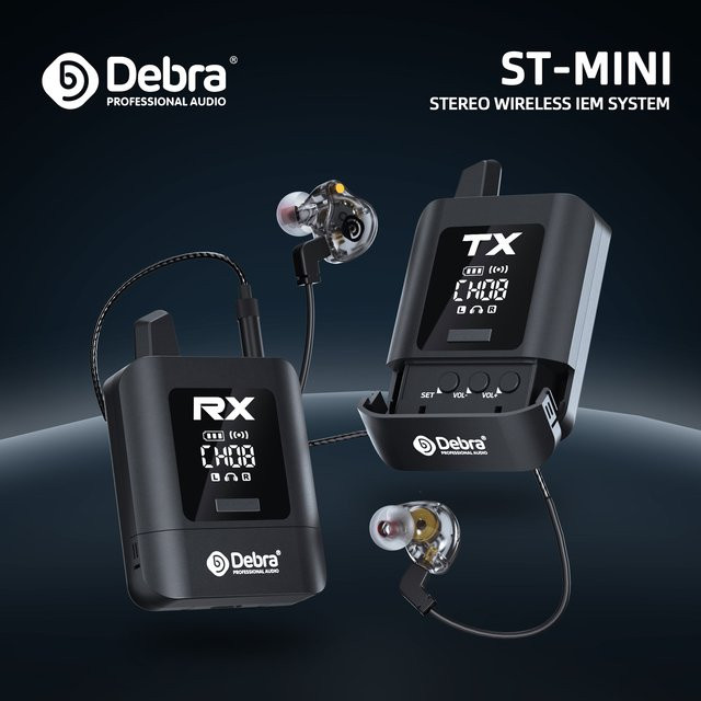 Debra ST-MINI Stereo Kabelloses In-Ear-Monitorsystem mit 2,4G Digitaler Signalübertragung in Schwarz - Bild 1