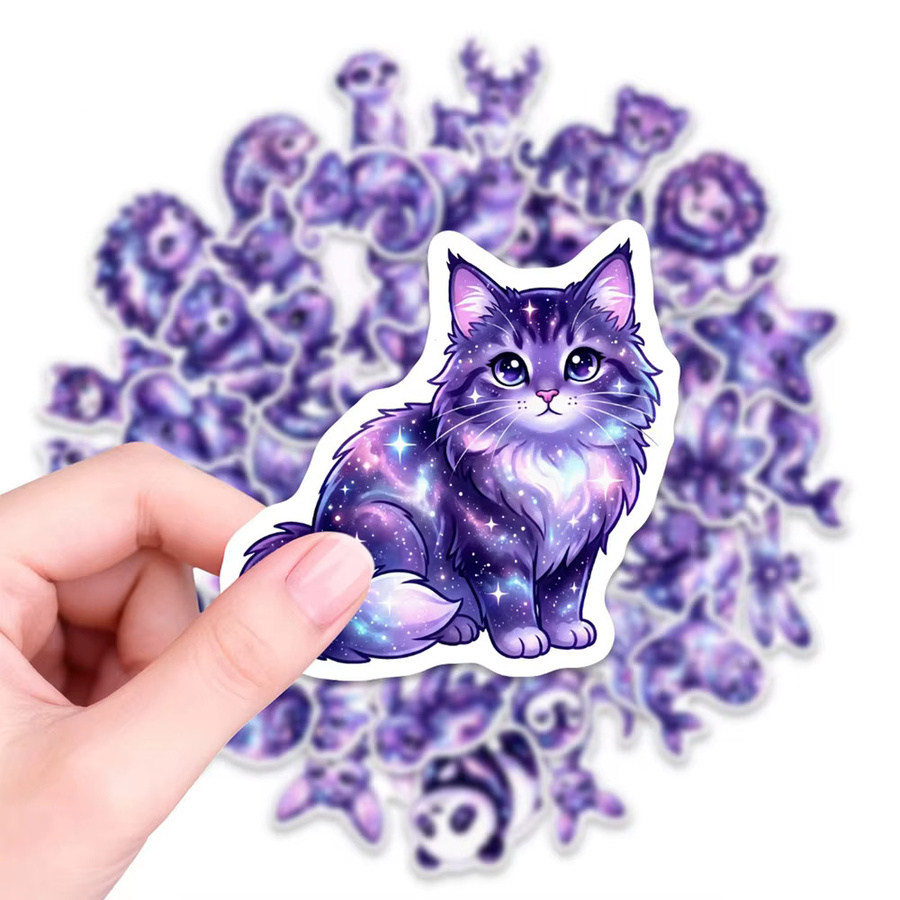 Rspctou Lila Sternenhimmel Tier-Aufkleber, Cartoon-Sticker, 10 Stück - Bild 3