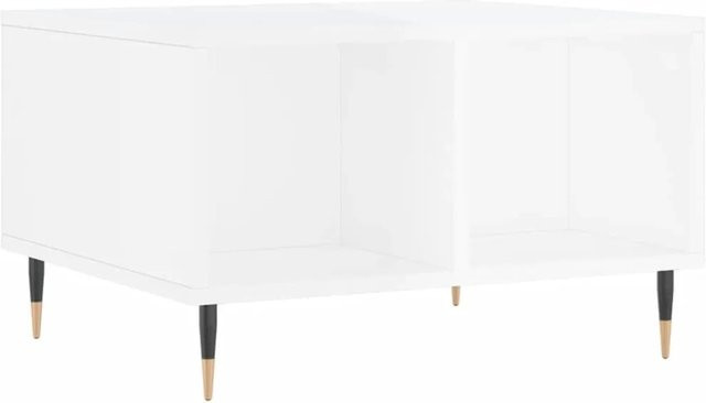 vidaXL Couchtisch modern in Hochglanz-Weiß mit Metallbeinen B/T/H: 60 x 50 x 36,5 cm - Bild 1