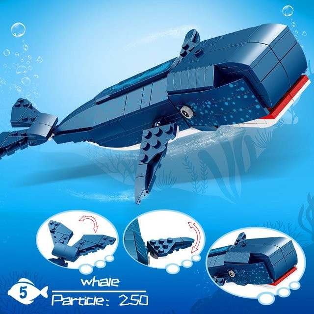 Sea World Tier-Bausteine Seepferdchen Hai Wal, Modell-Set, ab 14 Jahre - Bild 1