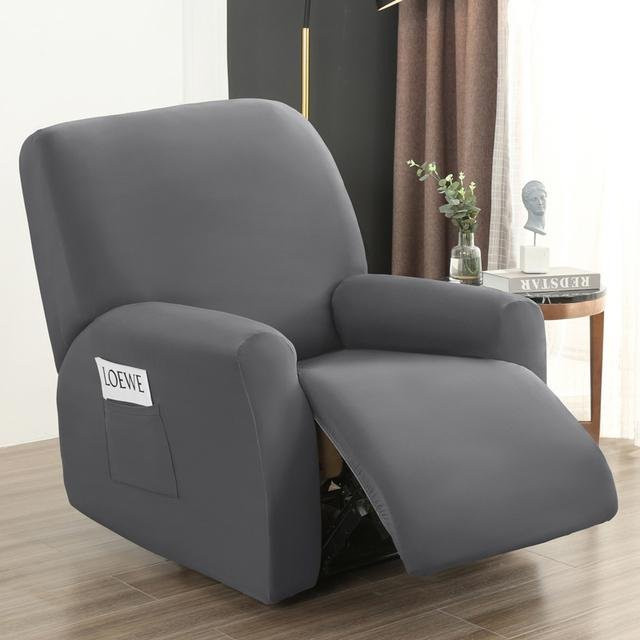 4er-Set KORAN Liegesofa-Abdeckungen für Relax-Sessel, wasserabweisend und rutschfest, dunkelgrau - Bild 1