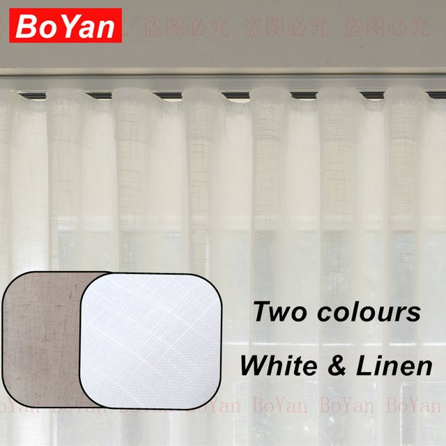 BoYan Transparente Faltenvorhänge aus Leinen in Cremeweiß und Beige, Voile-Fenstervorhänge für Wohnzimmer und Küche - Bild 1