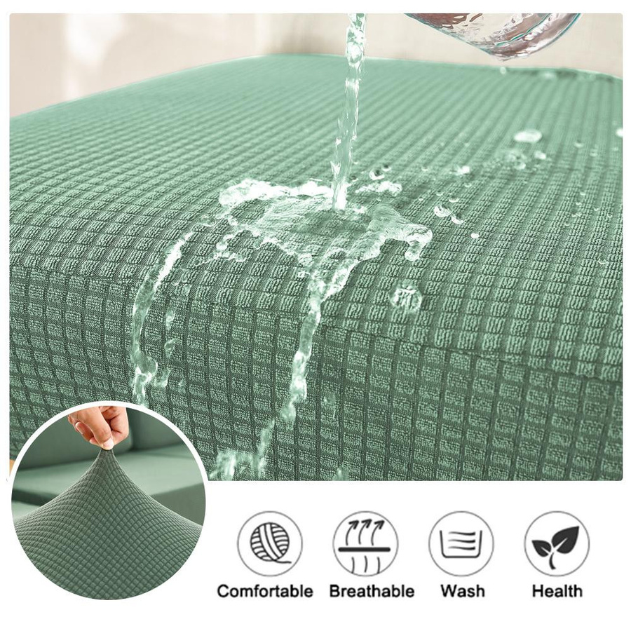 Wasserdichter Sofa-Kissenbezug von airldianer in Grün, hochelastischer Jacquard Couch-Bezug aus Polyester, rutschfest und maschinenwaschbar - Bild 2
