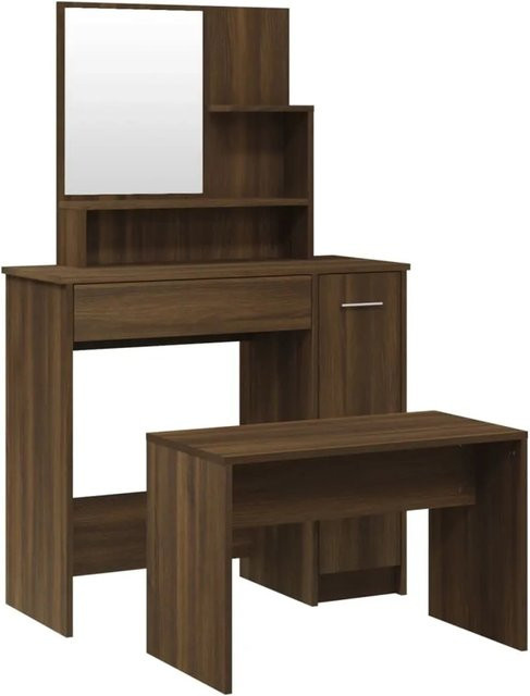 vidaXL Schminktisch-Set in Eiche Braun mit modernem Design, B/T/H: 86,5 x 35 x 136 cm - Bild 1