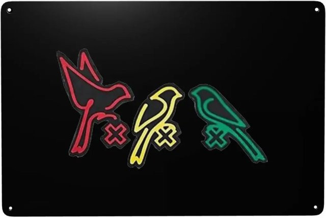 CIFBUY Retro Metallschild Bob Marley Three Birds Design, Mehrfarbiges Blechschild für Wanddeko, B/H: 30 x 20 cm - Bild 1