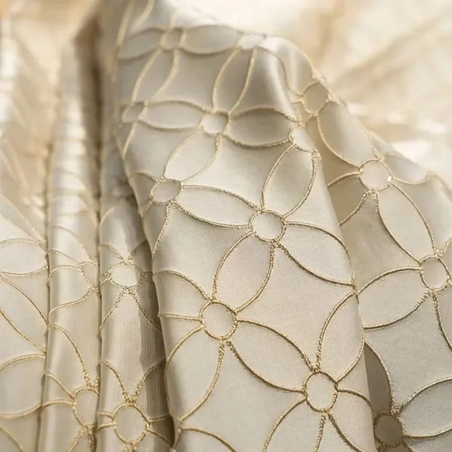 Französische High-End Jacquard-Vorhänge für Wohnzimmer und Schlafzimmer in Cremefarben und Weiß mit transparentem Tüll - Bild 2