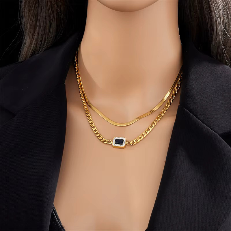 DIEYURO Halskette, Edelstahl, Gold, Zirkonia, Damen - Bild 3
