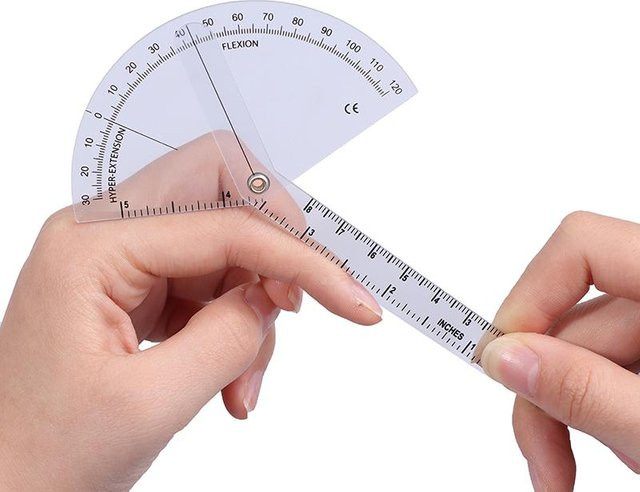 Medizinisches Finger-Goniometer von Jintian, 180-Grad-Winkelmesser aus Kunststoff in Weiß und Transparent - Bild 1