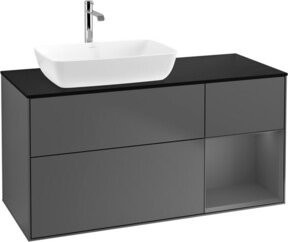 V&B Waschtischunterschrank Finion mit Wandbeleuchtung, Anthrazit lackiert, Breite: 120 cm, Tiefe: 50,1 cm, Höhe: 50,1 cm - Bild 1