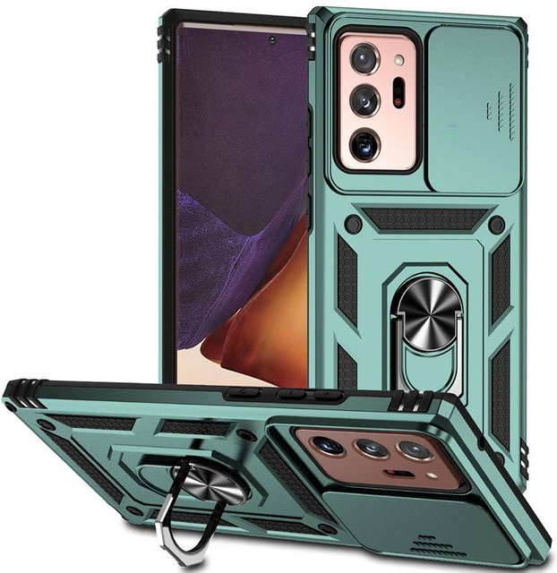 Samsung Galaxy Note 20 Ultra 5G Schutzhülle mit Slide Camera Lens Schutz und Kickstand in Grün - Bild 1