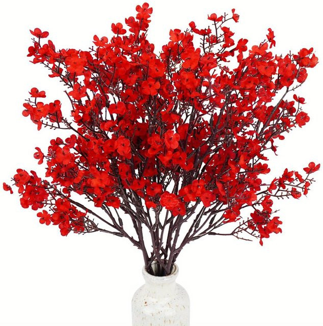 YJSTY Simulationsblumen Bouquet aus Zigeuner Pflaumen in Rot für Hochzeit und Heimdekoration - Bild 1