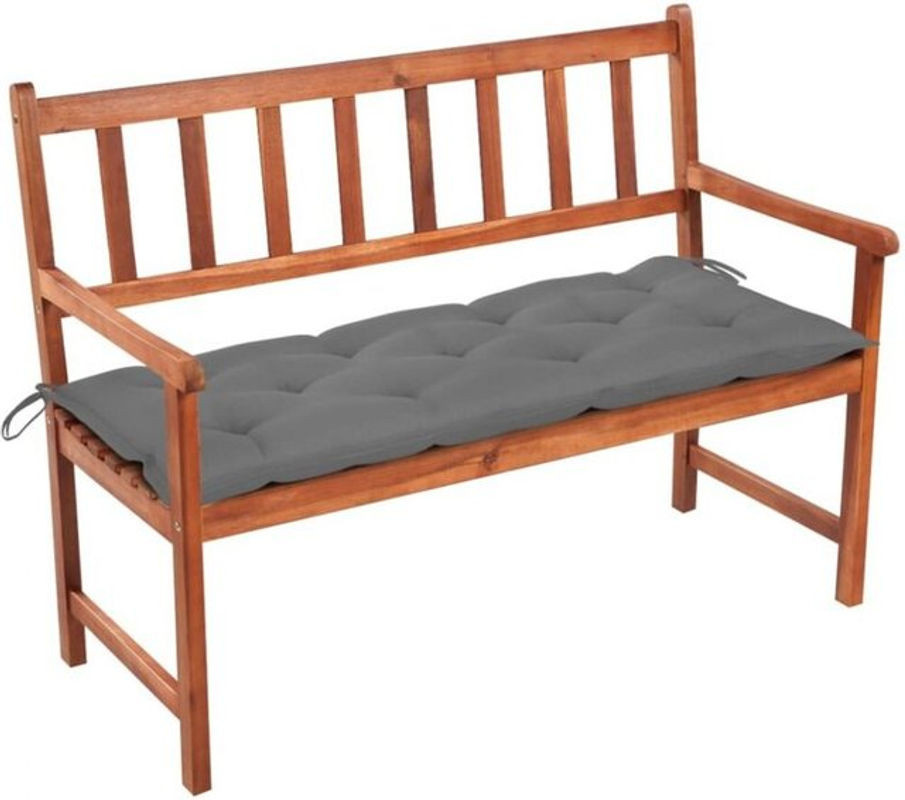 Vidaxl Gartenbank aus Massivholz Akazie mit Kissen, Farbe: Natur/Grau/Braun, Breite: 120 cm - Bild 1
