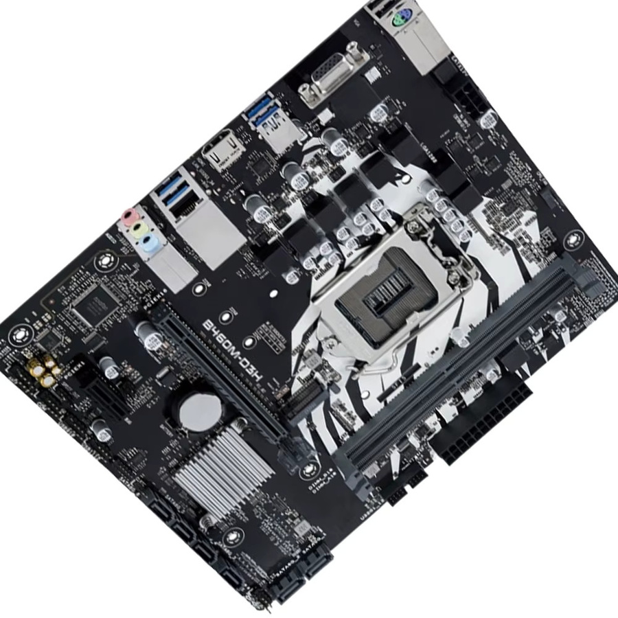 XINRENCHONG B460M-D3H Motherboard Micro ATX mit LGA 1200 Sockel, unterstützt Intel i9-10900K, i7-10700K, i5-10400 und i3-10100 CPUs, DDR4 64GB, M.2, SATA III und HDMI, Schwarz - Bild 2