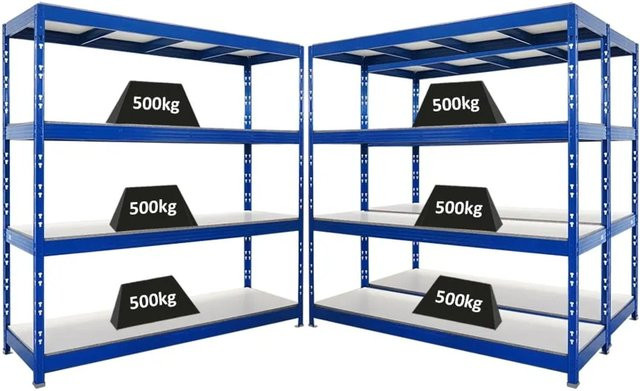 3er Set PROREGAL Rhino Profi Schwerlastregal in Blau mit 4 Melamin-Ebenen, B/H/T: 200 x 200 x 60 cm - Bild 1