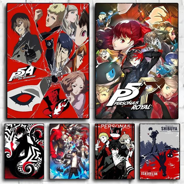 Bilibili Persona 5 selbstklebendes Poster im Vintage-Stil, mehrfarbig, rechteckig - Bild 1