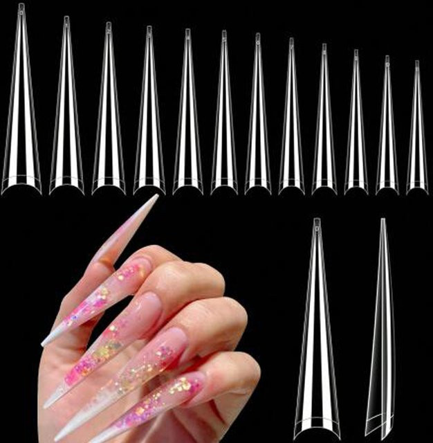 ARTAUG Stiletto-Nagelspitzen, 420 Stück, 4XL Half Cover, Weiss, Glänzend - Bild 1