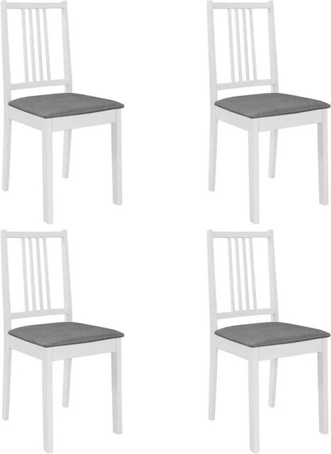 vidaXL Esszimmerstühle Set aus 4 Stück in Weiß und Grau mit Polsterung aus Massivholz und Stoff im modernen Design - Bild 1