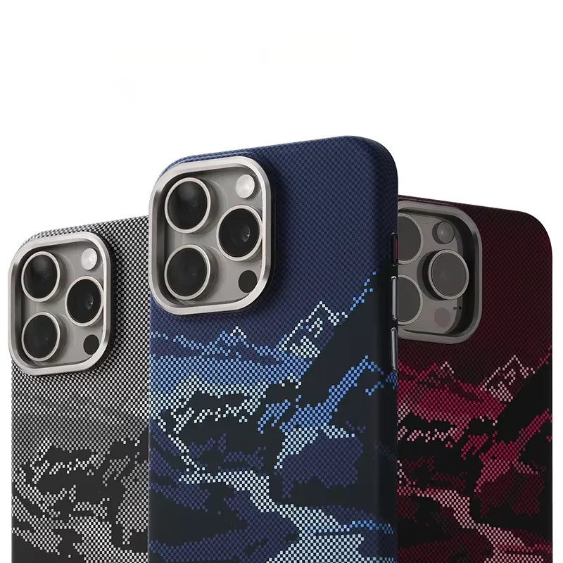 MagSafe-Telefonhülle mit 3D-Relief für iPhone 16 Pro Max, 15 und 14 Plus, harte PC-Rückseite mit Metall-Kamerarahmen und kabellosem Laden, Multicolor - Bild 1