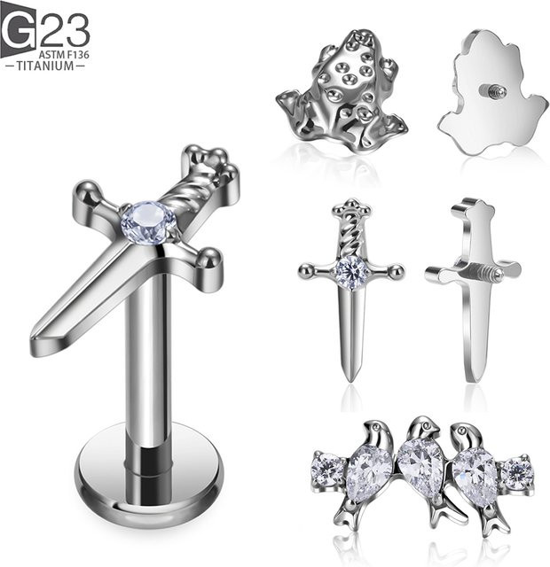UHERA Ohrstecker Titan, Frosch Vögel Schwert, Zirkonia, Unisex - Bild 1