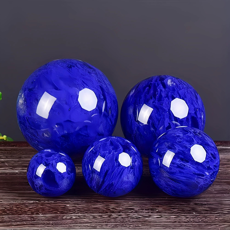 Blaue Geschmolzene Quarzkristallkugel als dekorative Tischdekoration und Worry Stone - Bild 2