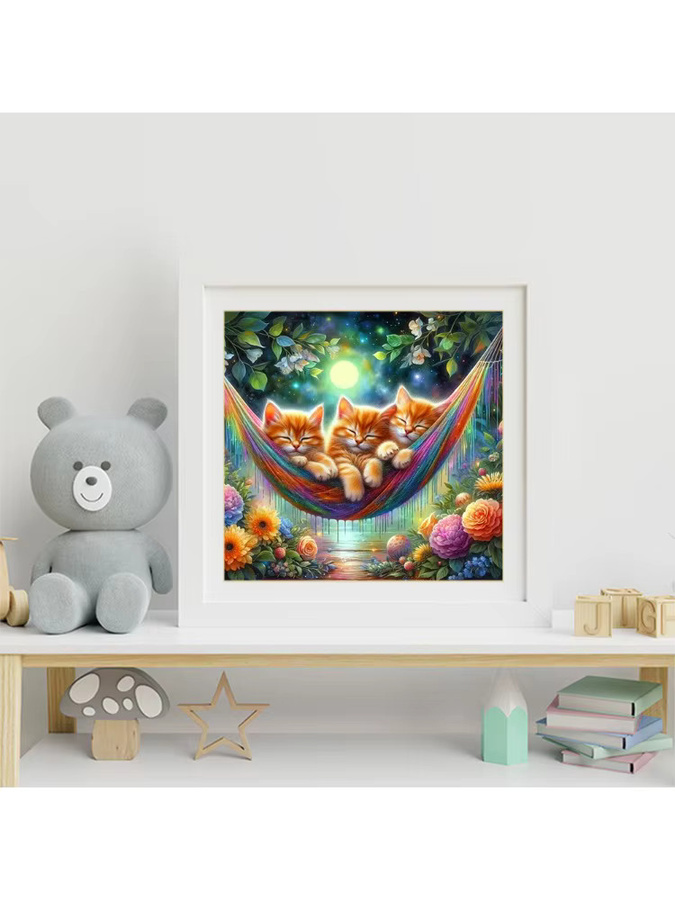 Evershine DIY Diamant-Mosaik Set mit Katzen- und Blumenmotiv für Kinder, rund, Mehrfarbig, B/T/H: 20 x 20 x 20 cm - Bild 3