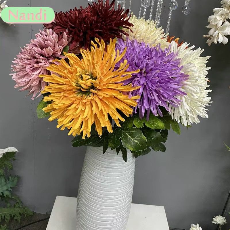NANDI Künstliche Chrysantheme Drachenklaue in Multicolor als Dekoration für Wohnzimmer und Schlafzimmer - Bild 1