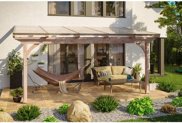 Skan Holz Terrassenüberdachung Ravenna braun mit Polycarbonat-Dach B/T: 541 x 250 cm - Bild 1