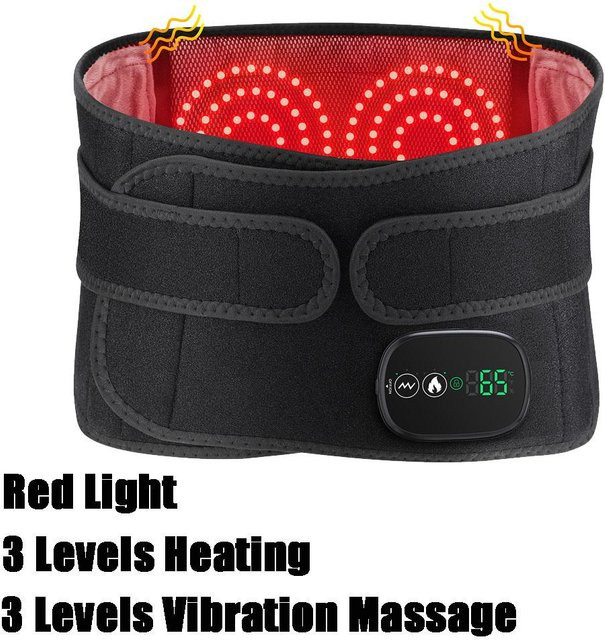 Binchi Health Electronics Rotlicht-Heiz-Massagegürtel für die Taille mit Vibrationsfunktion und Lendenwirbelstütze, Rot - Bild 1