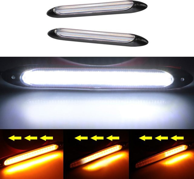 LEEPEE Automotive Parts Wasserdichtes LED-Tagfahrlicht mit sequenziellem Blinker-Effekt, 2er-Set, White to Yellow, Länge: 27,5 cm - Bild 1