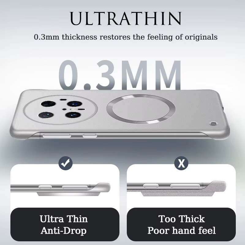 Magnetische Rahmenlose Schutzhülle für Huawei Mate 70 60 50 40 30 Nova 13 Pro aus Hart-PC in Schwarz und Silber - Bild 4