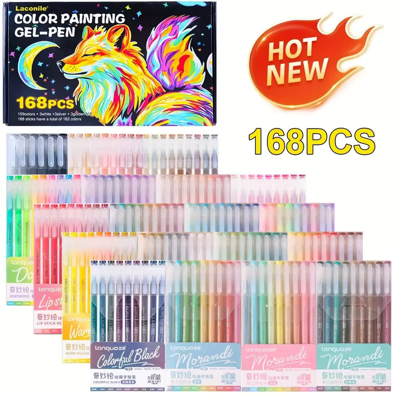 168 farbige Gelstifte in einer Geschenkbox für Kunstwerke und Zeichnungen, vielseitiges Set in Multicolour - Bild 4