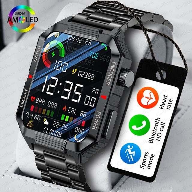 ChiBear EGC + PPG GPS Sport Fitness Tracker Smartwatch für Männer mit 1,99 Zoll HD Bildschirm, Herzfrequenzmessung und Bluetooth Anruffunktion in Schwarz oder Grün - Bild 1