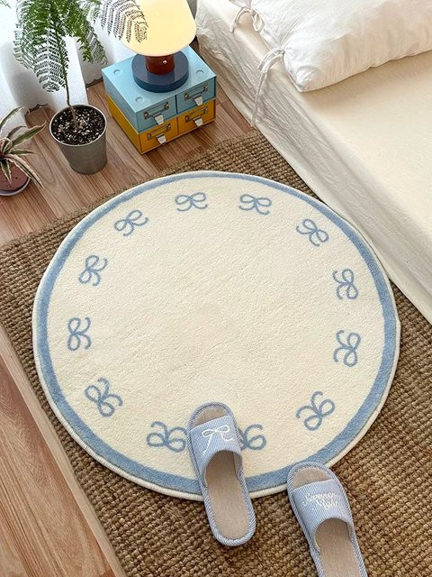 VIKAMA Bodenmatte Schleife, kreisförmig, weiß, Durchmesser: 80 cm, maschinenwaschbar - Bild 1