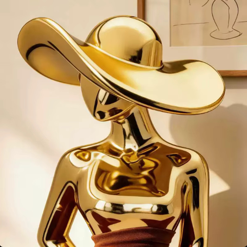 LISM Abstrakte Mädchenskulptur in Gold aus Kunstharz als dekorative Tischdekoration - Bild 3