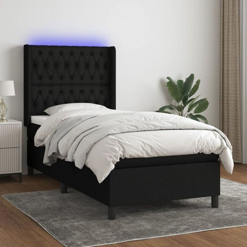 Vidaxl Boxspringbett mit Matratze in Schwarz aus Stoff, B/T: 100 x 200 cm - Bild 1