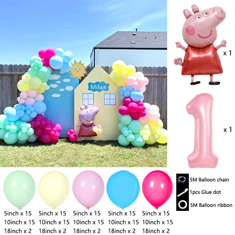 Amine Peppa Pig Ballonbogen aus Aluminiumfolie für deine Geburtstagsparty in Mehrfarbig - Bild 2