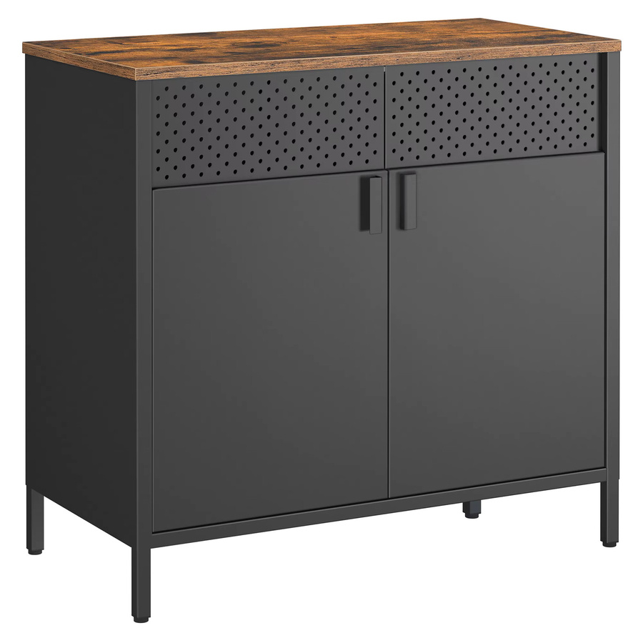 SONGMICS Sideboard im Industriestil mit Doppeltür und verstellbarem Einlegeboden aus Metall in Matt - Bild 2