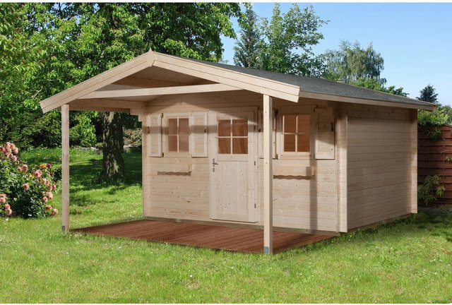 WEKA Gartenhaus 135 A Gr.1 aus europäischer Fichte mit Satteldach in Beige, B/H/T: 460 x 262 x 500 cm - Bild 1
