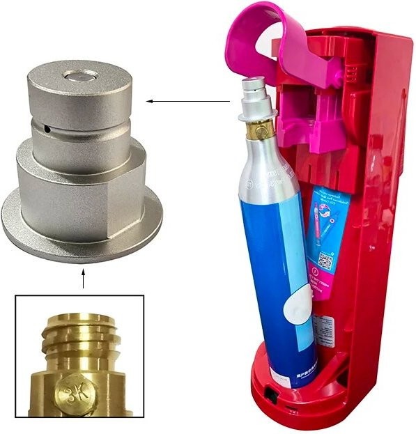 Terra DUO ART Quick Connect Adapter CQC zu CO2 für Soda Maschinen in Grau und Silber - Bild 1