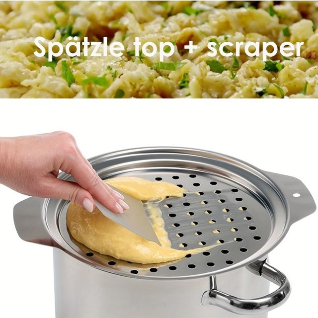 H!COOK Spätzle-Maker aus Edelstahl mit Schaber und Sieb, Silber, Durchmesser: 32,5 cm - Bild 1