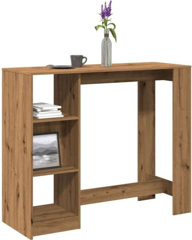 Bartisch mit Regal aus Holzwerkstoff in Artisan-Eiche Natur von vidaxl, B/T/H: 124 x 46 x 103,5 cm - Bild 1