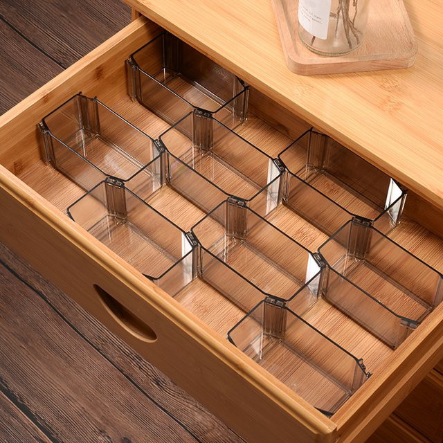 6-teiliges Schubladen Organizer Set aus Kunststoff, transparent, Schubladen Trenner für Haushalt und Desktop - Bild 1