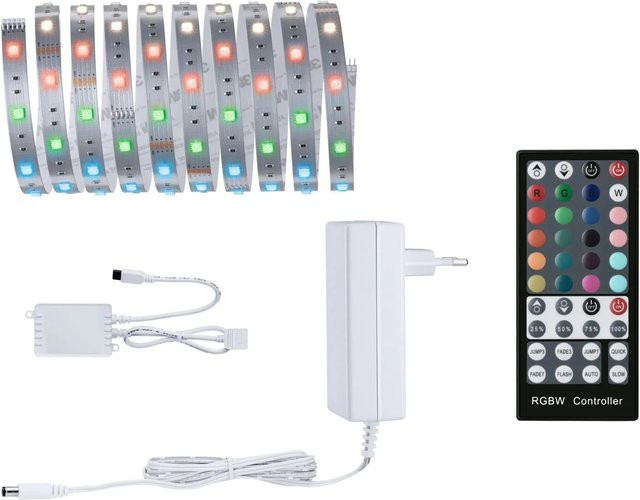 Paulmann MaxLED 250 RGBW LED-Streifen-Komplettset Silber, 3 m, 20W, IP20, inklusive Fernbedienung und Netzteil - Bild 1