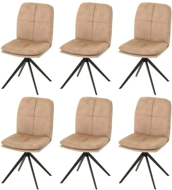 6er-Set MCW Esszimmerstühle M68 in Beige mit Stoffbezug und drehbarer Funktion - Bild 2
