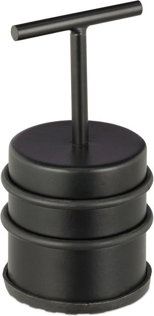 Relaxdays Türstopper aus Edelstahl in Schwarz, schwer und rutschfest mit Griff, B/H: 14 x 7 cm - Bild 1